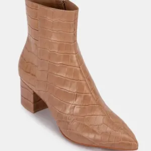 Cafe Croco Print Leather Women’s Boots