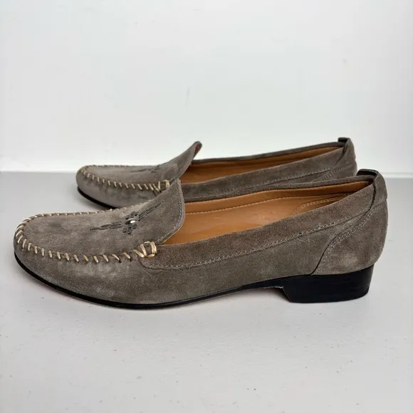 Calleen Cordero Sky Moccasins Size 9.5 Gray Suede Leather Studded Embellished