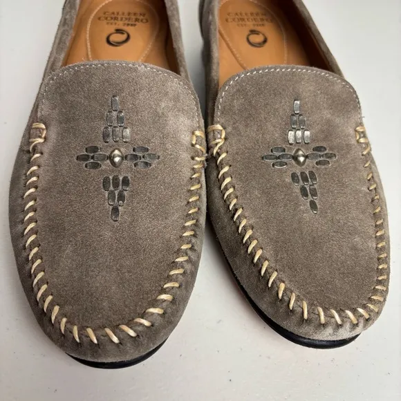 Calleen Cordero Sky Moccasins Size 9.5 Gray Suede Leather Studded Embellished