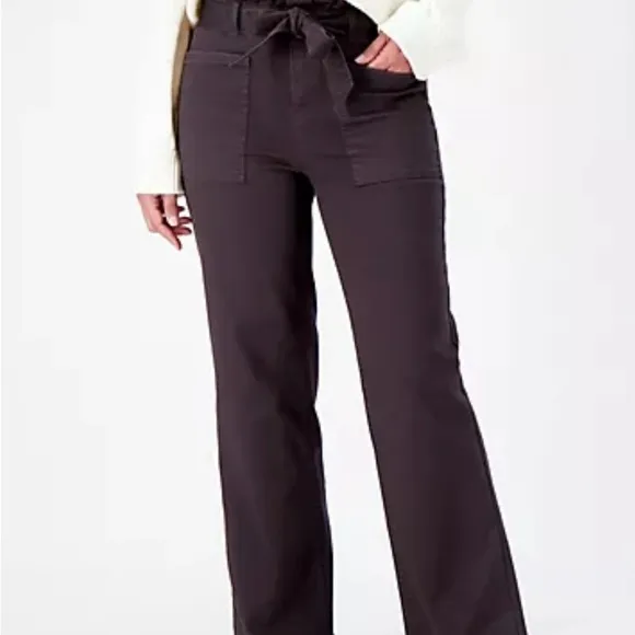 Candace Cameron Bure Pacific Washed Black Denim Paperbag Ruffle Waist Jean Sz 8
