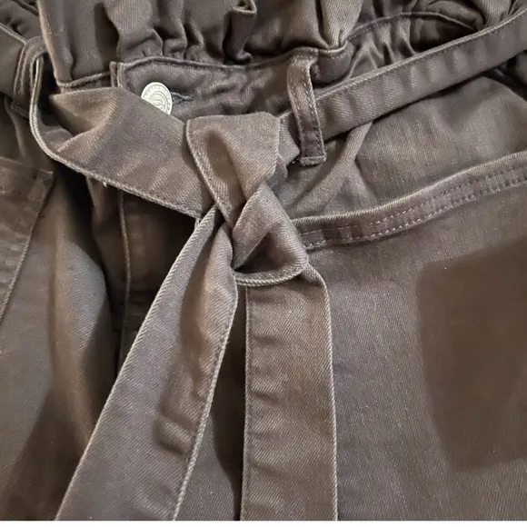 Candace Cameron Bure Pacific Washed Black Denim Paperbag Ruffle Waist Jean Sz 8