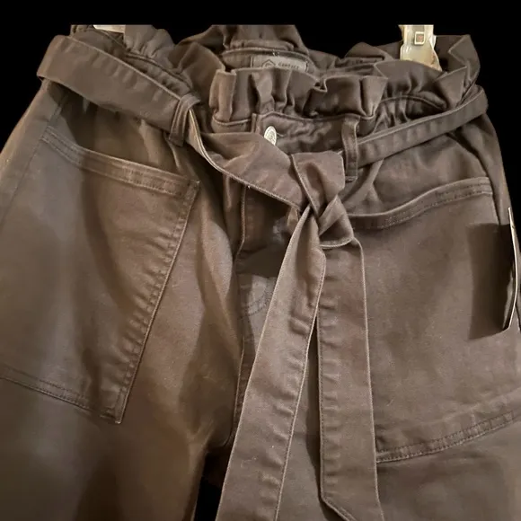 Candace Cameron Bure Pacific Washed Black Denim Paperbag Ruffle Waist Jean Sz 8