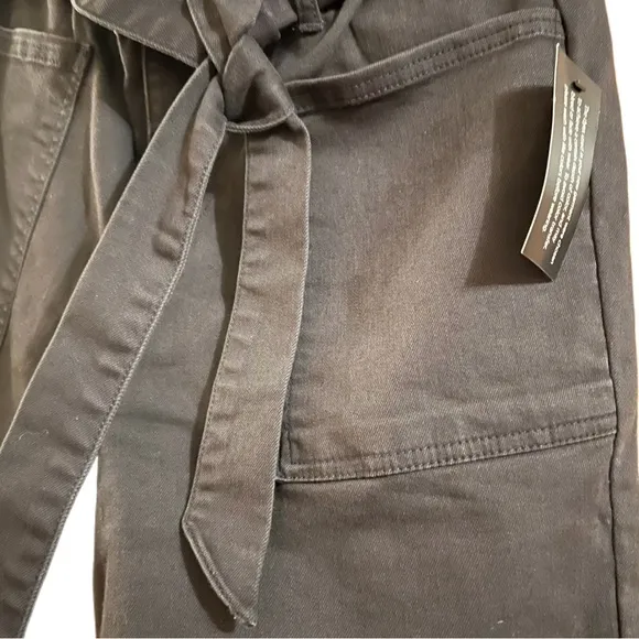 Candace Cameron Bure Pacific Washed Black Denim Paperbag Ruffle Waist Jean Sz 8