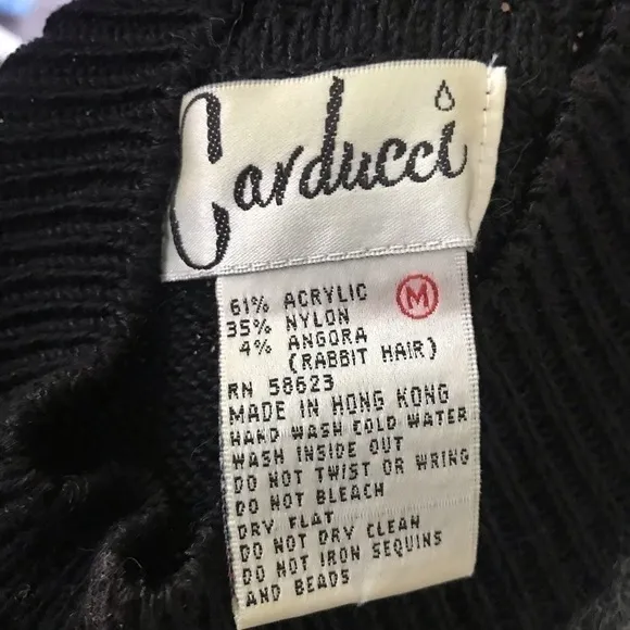 Carducci: Black White and Gold Mock Neck Sweater M
