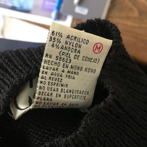 Carducci: Black White and Gold Mock Neck Sweater M