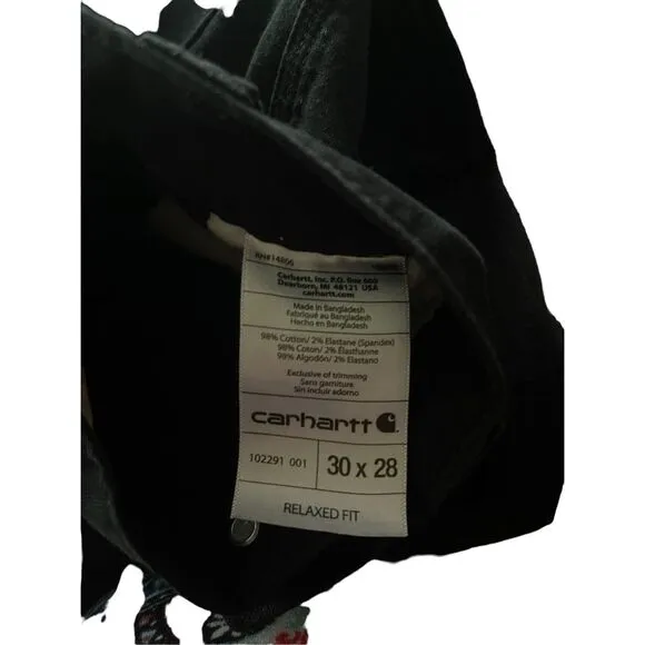 Carhartt Mens Black Relaxed Fit Trousers Flat Front Work Pants Size 38 New