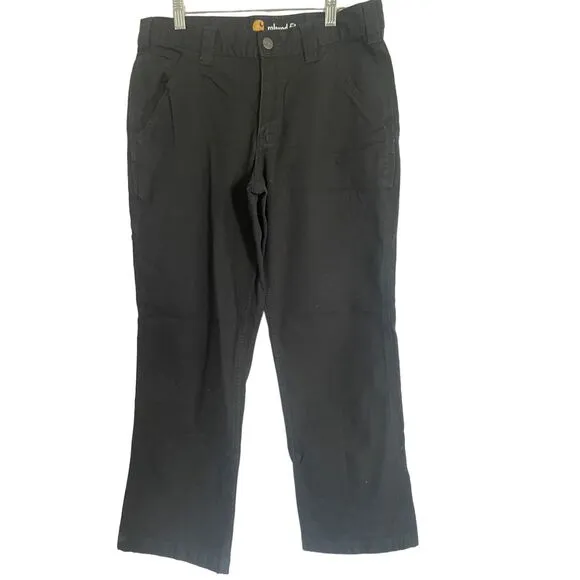 Carhartt Mens Black Relaxed Fit Trousers Flat Front Work Pants Size 38 New