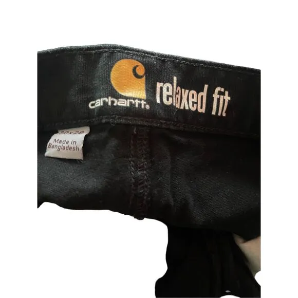 Carhartt Mens Black Relaxed Fit Trousers Flat Front Work Pants Size 38 New
