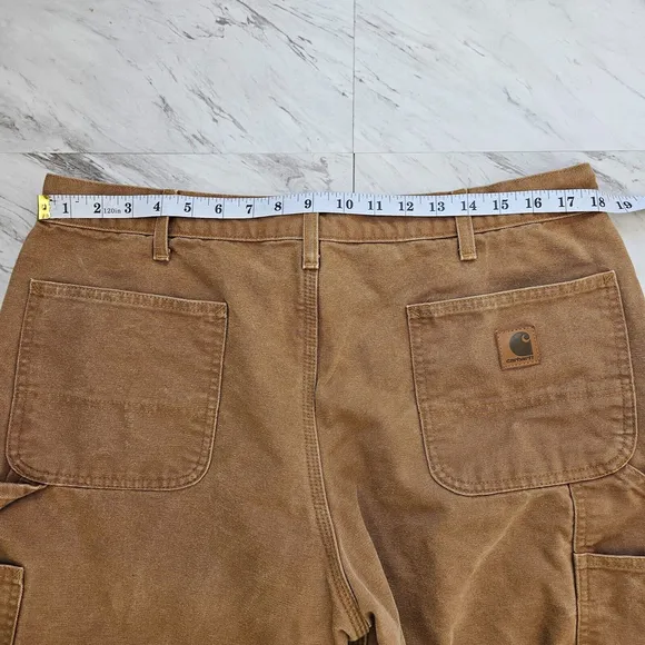 Carhartt Mens Flannel Lined 38x30 Brown Canvas Carpenter Pants Utility Work B111
