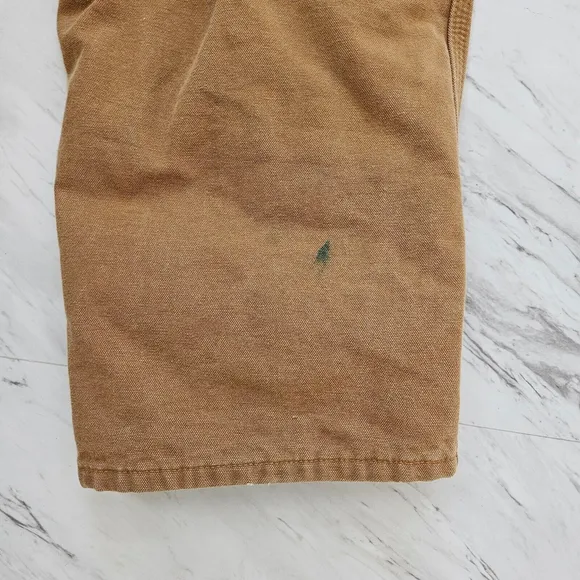 Carhartt Mens Flannel Lined 38x30 Brown Canvas Carpenter Pants Utility Work B111