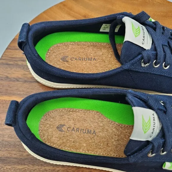 Cariuma OCA Shoes Men's 9.5 Navy Blue Canvas Low Top Lace Up Athletic Sneakers