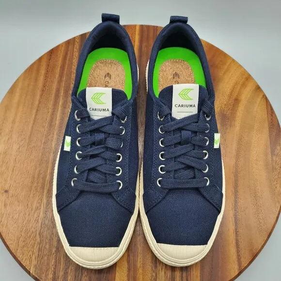 Cariuma OCA Shoes Men's 9.5 Navy Blue Canvas Low Top Lace Up Athletic Sneakers