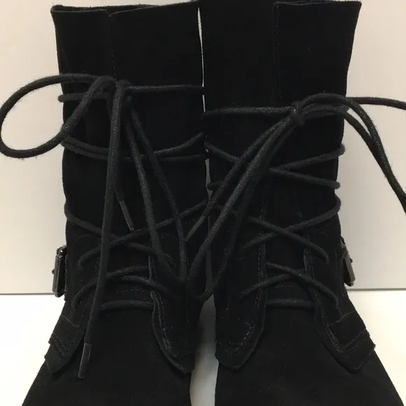 CARLOS by Carlos Santana Vicksburg Black Suede Leather Lace Up Harness Boots 8.5