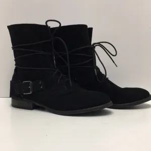 CARLOS by Carlos Santana Vicksburg Black Suede Leather Lace Up Harness Boots 8.5