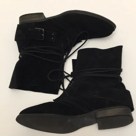 CARLOS by Carlos Santana Vicksburg Black Suede Leather Lace Up Harness Boots 8.5