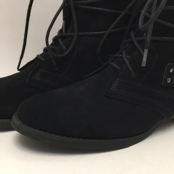 CARLOS by Carlos Santana Vicksburg Black Suede Leather Lace Up Harness Boots 8.5