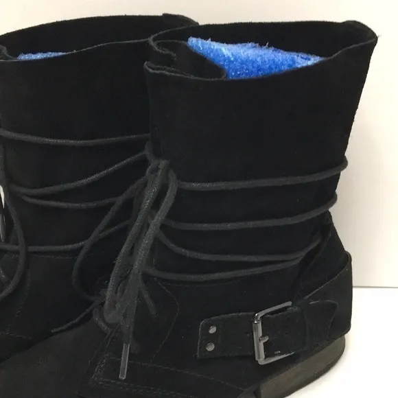 CARLOS by Carlos Santana Vicksburg Black Suede Leather Lace Up Harness Boots 8.5