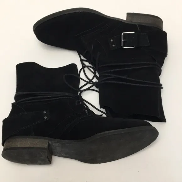 CARLOS by Carlos Santana Vicksburg Black Suede Leather Lace Up Harness Boots 8.5