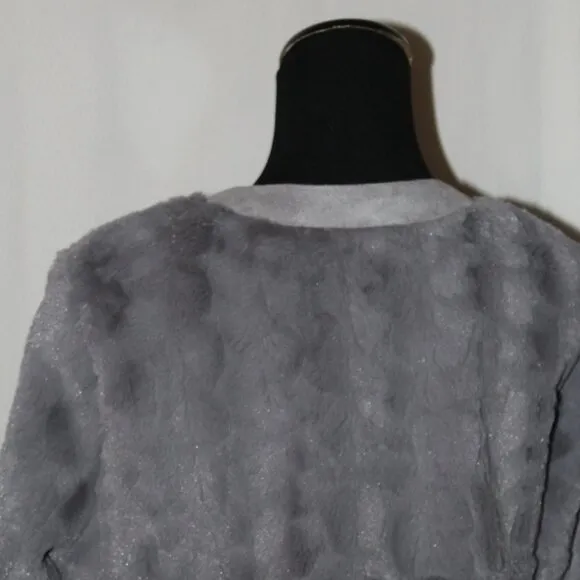 CARLOS FALCHI CHI Reversible Luxury Gray Faux Fur / Suede Feel Jacket M EUC