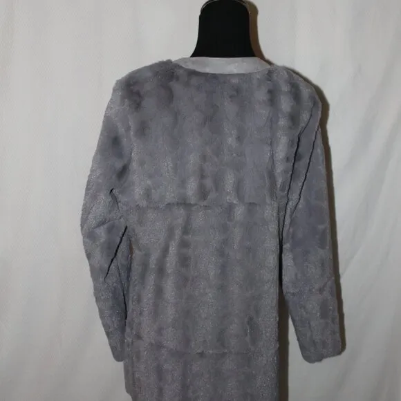 CARLOS FALCHI CHI Reversible Luxury Gray Faux Fur / Suede Feel Jacket M EUC