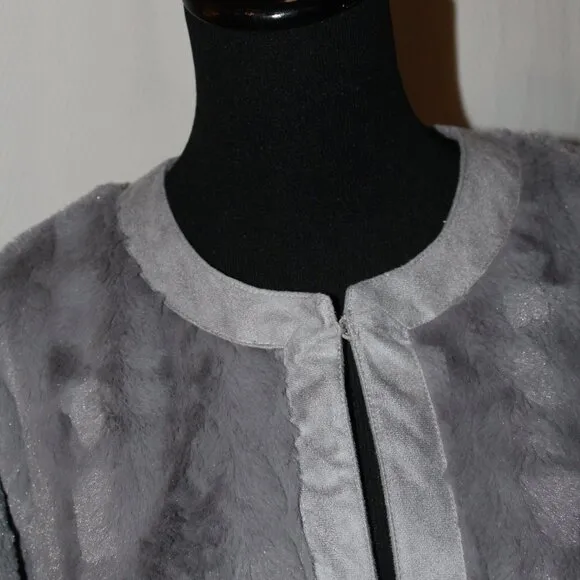 CARLOS FALCHI CHI Reversible Luxury Gray Faux Fur / Suede Feel Jacket M EUC