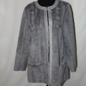 CARLOS FALCHI CHI Reversible Luxury Gray Faux Fur / Suede Feel Jacket M EUC