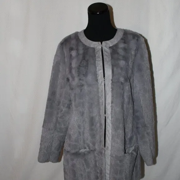 CARLOS FALCHI CHI Reversible Luxury Gray Faux Fur / Suede Feel Jacket M EUC