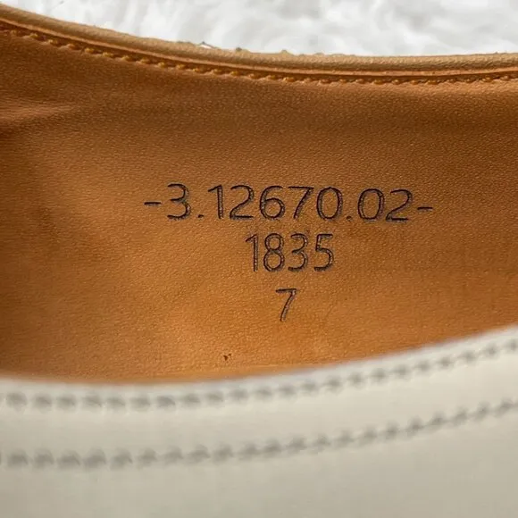 Carmina #1835 Women's Tan White Derby Madison Lace Up Pump Heel Shoes Size 7