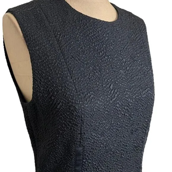 Carven $348 Black Asymmetrical Textured Sleeveless Ruffle Hem Mini Dress 6 (38)