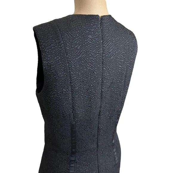 Carven $348 Black Asymmetrical Textured Sleeveless Ruffle Hem Mini Dress 6 (38)