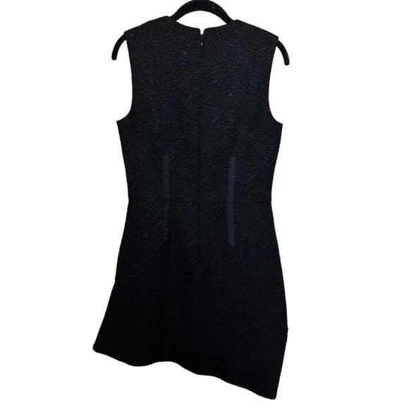Carven $348 Black Asymmetrical Textured Sleeveless Ruffle Hem Mini Dress 6 (38)