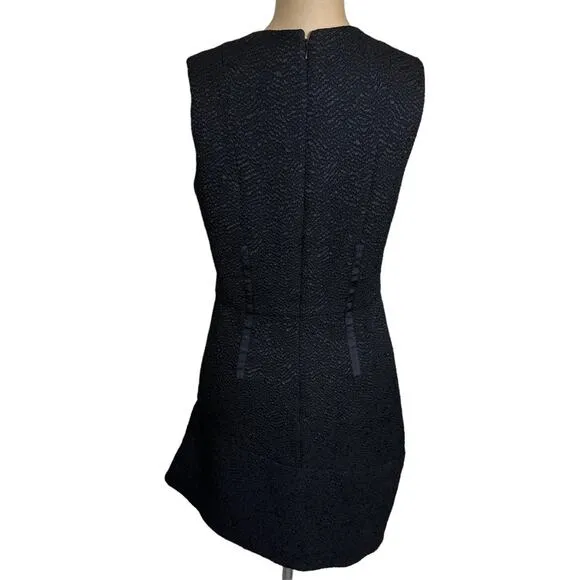 Carven $348 Black Asymmetrical Textured Sleeveless Ruffle Hem Mini Dress 6 (38)