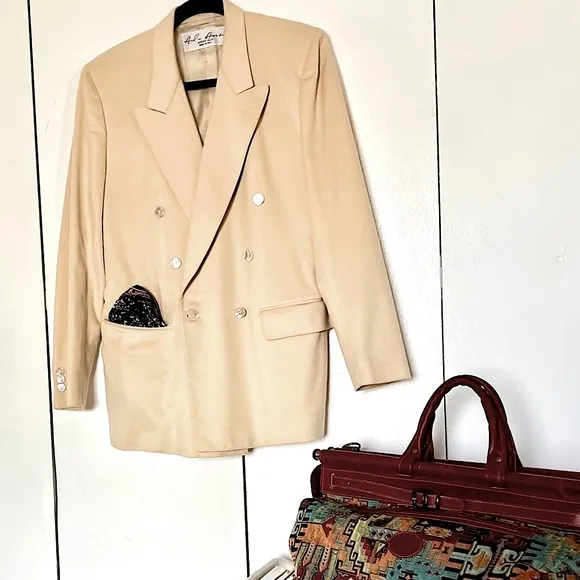 Cashmere Men's Suit Jacket EUC, Easter, Vtg, Cream, Quiet Luxury, Unisex, M/L