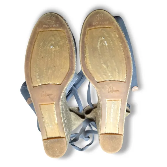 Castaner Campesina Tan and Gray Espadrille Wedge Shoes Size EU 40