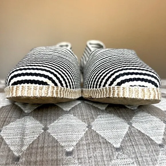 Castaner Cream &amp; Black Striped Espadrille Wedge Slip On Shoes Size 9 fits like 8