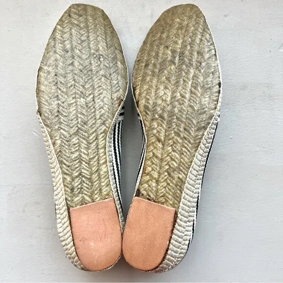 Castaner Cream &amp; Black Striped Espadrille Wedge Slip On Shoes Size 9 fits like 8