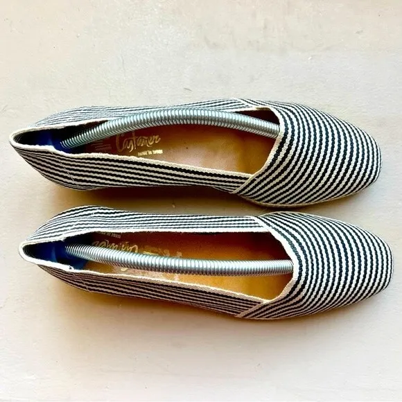 Castaner Cream &amp; Black Striped Espadrille Wedge Slip On Shoes Size 9 fits like 8