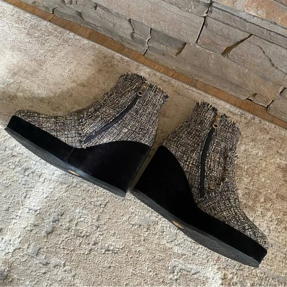 Castaner Tweed Quiaca Platform Wedge Ankle Boots Booties Textured Velvet: 39