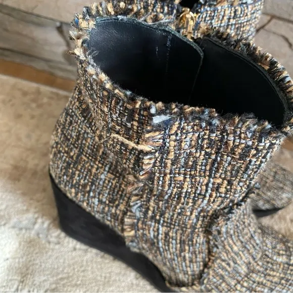 Castaner Tweed Quiaca Platform Wedge Ankle Boots Booties Textured Velvet: 39