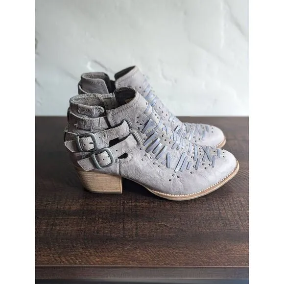 CAT Caterpillar Women's Cheyenne Gray Leather Heeled Boots - Size 9