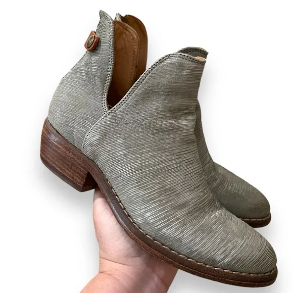 CATARINA MARTINS Grey Leather Ankle Boot Back Zip Size 38