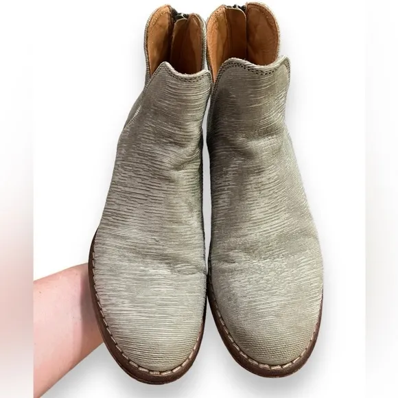 CATARINA MARTINS Grey Leather Ankle Boot Back Zip Size 38