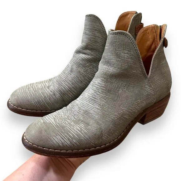CATARINA MARTINS Grey Leather Ankle Boot Back Zip Size 38