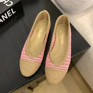 CC 25 Ballet Flat Beige Pink Raffia 277569