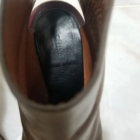 Celine Peeptoe Booties Leather Silver Heel 37.5