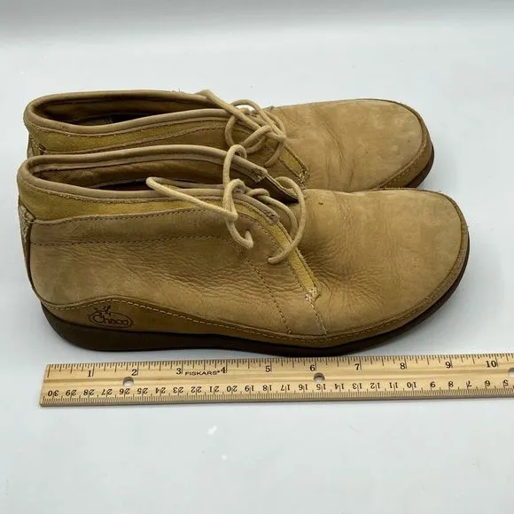 Chaco Womens Pineland‎ Chukka Boots Beige Leather Ankle Flat Heel Lace Up 7 M