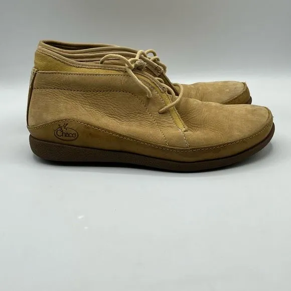 Chaco Womens Pineland‎ Chukka Boots Beige Leather Ankle Flat Heel Lace Up 7 M