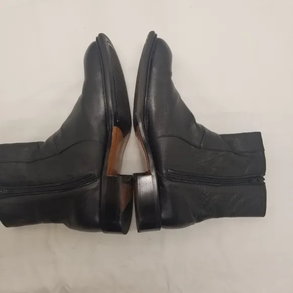 Chancellor Mens Size 42 US 8.5 Black Leather Ankle Boots Side Zipper