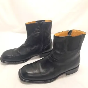 Chancellor Mens Size 42 US 8.5 Black Leather Ankle Boots Side Zipper