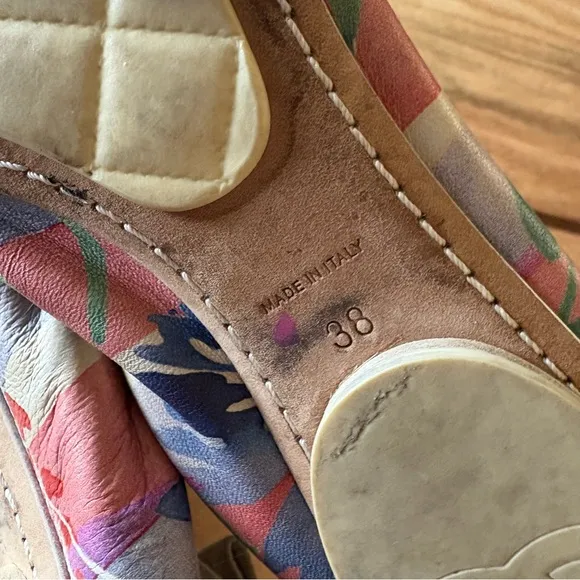 CHANEL Pink and White Flats with Elastic Trim